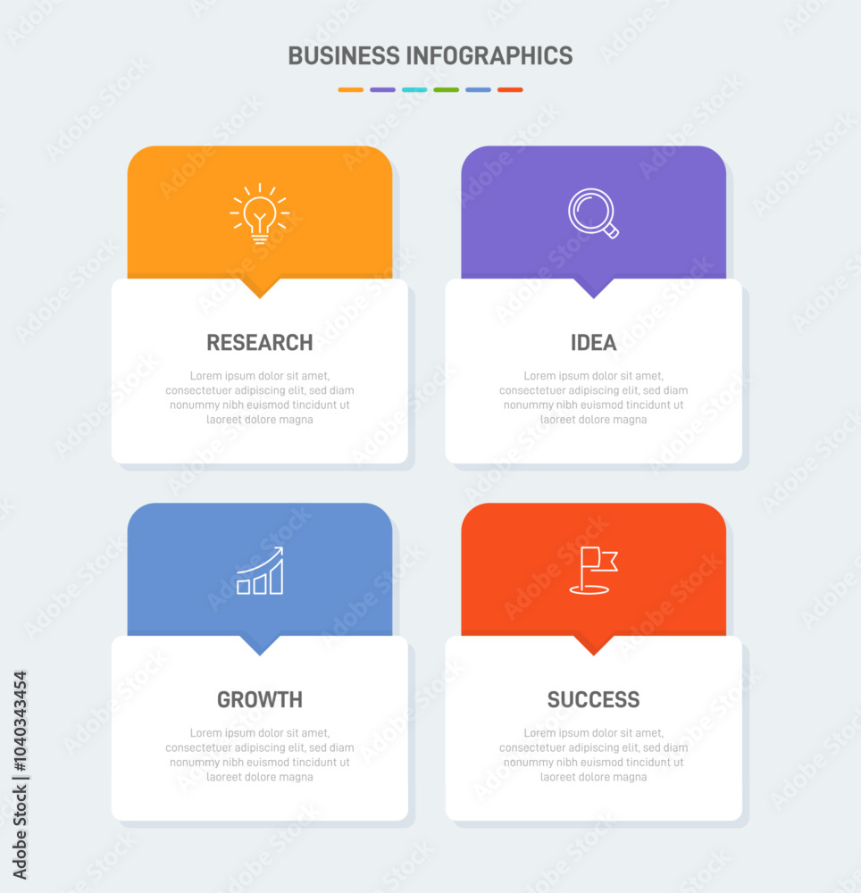 4 clean infographic design shaped elements template, symbolizing the four stages of business strategy and progression. Progress bar or timeline. Vector for presentation, web site or app. 4 clean infographic design shaped elements template, symbolizing the four stages of business strategy and progression. Progress bar or timeline. Vector for presentation, web site or app.