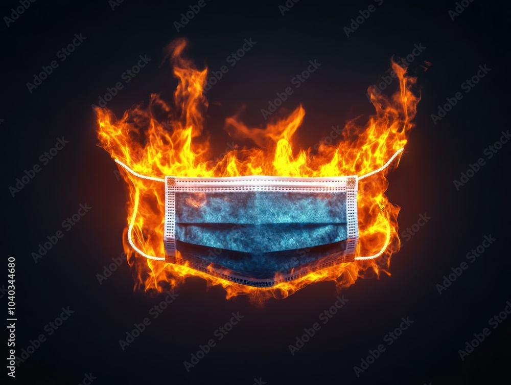 Obraz premium Mask in flames, dramatic isolation