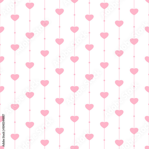 Cute heart seamless pattern. Repeating kid pattern. Love design for girls prints. Repeated wallpaper. Pastel hearts. Repeat child background. Soft pink color. Vector illustration