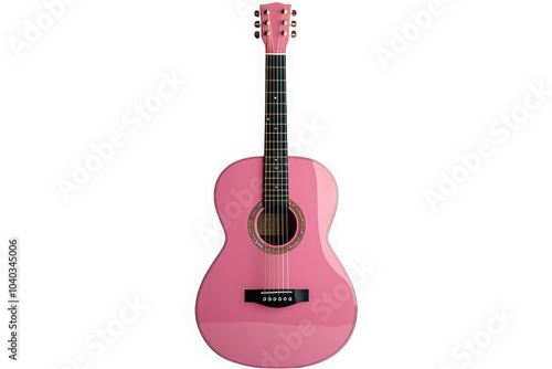 Obraz na płótnie Pink acoustic guitar isolated on transparent background, png file, no background png file w salonie