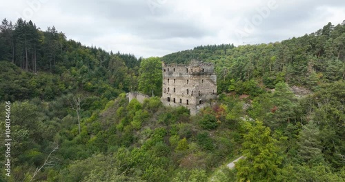Wallpaper Mural Balduinseck Castle, Burg Balduinseck, hilltop castle on the Hunsruck in Rhineland Palatinate. Aerial drone video Torontodigital.ca