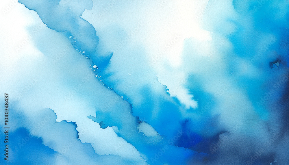 Obraz premium A tranquil blue watercolor abstraction evoking calmness and serenity in nature
