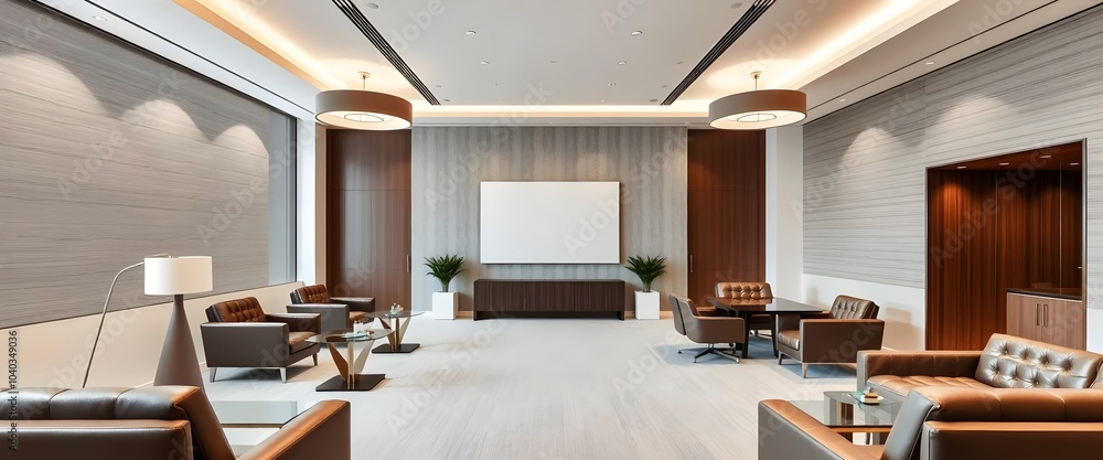 Modern Office Meeting Room with Large Blank Wall Modern Office Meeting Room with Large Blank Wall