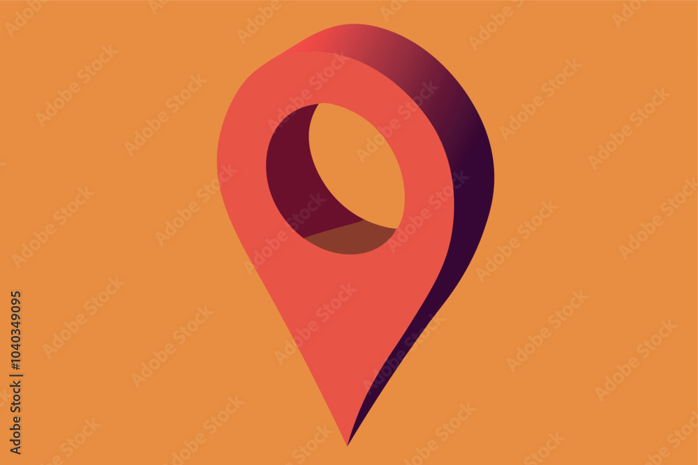 Red pin pointer location isolated on the orange background. Vector flat illustration Red pin pointer location isolated on the orange background. Vector flat illustration