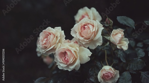 Vintage Floral Bouquet Painting Soft Pink Roses for Elegant Interiors