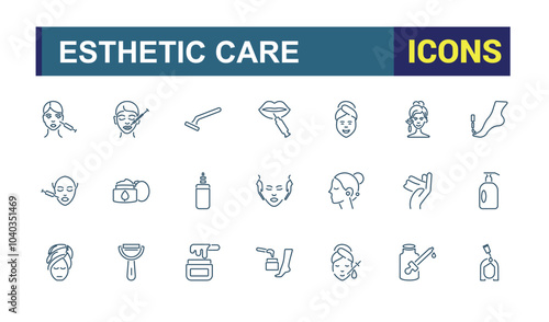 Spa line icons set. Related to massage, skincare, wellness, facial, beauty, salon and more. Thin line icon collection. Editable and pixel perfect.
