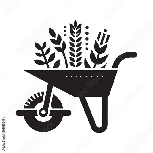 Metal Wheelbarrow silhouette on white background
