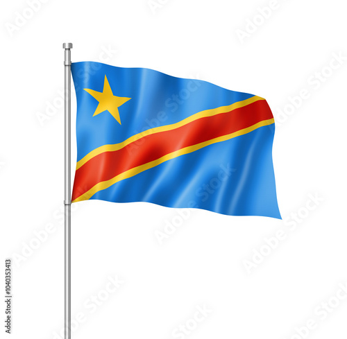 Democratic Republic of the Congo flag isolated on white
