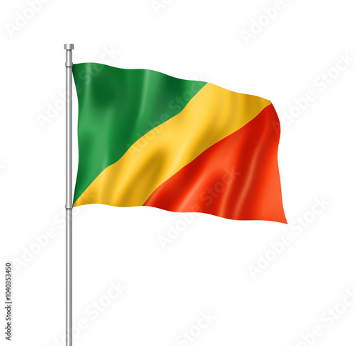 Congolese flag isolated on white photo