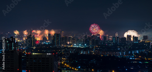 Wallpaper Mural Happy new year 2025 with Firework celebrate anniversary in midnight Say Good bye 2024 hello to 2025 Concept of happiness, challenge, business strategy, opportunity and start new life again. Torontodigital.ca