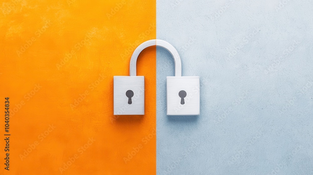 Fototapeta premium Secure Digital Lock Concept on Split Screen Background