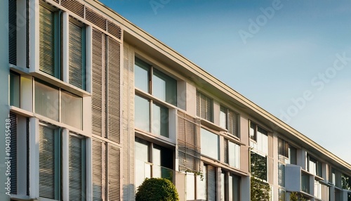 Building facade apartment with window and blank wall