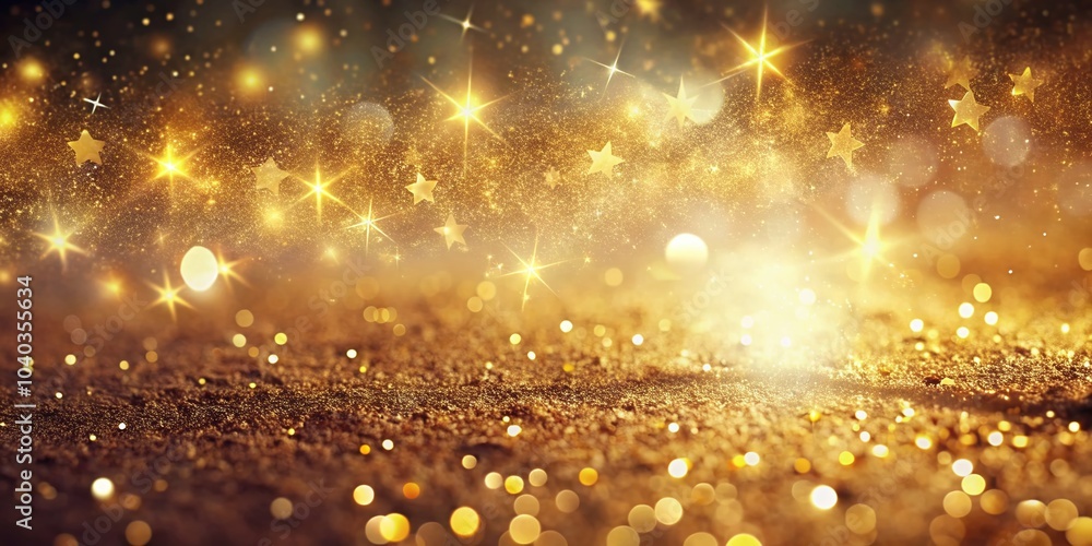 Obraz premium Vintage Gold Glittering Confetti Wave and Stardust in a Magical Celebration Scene