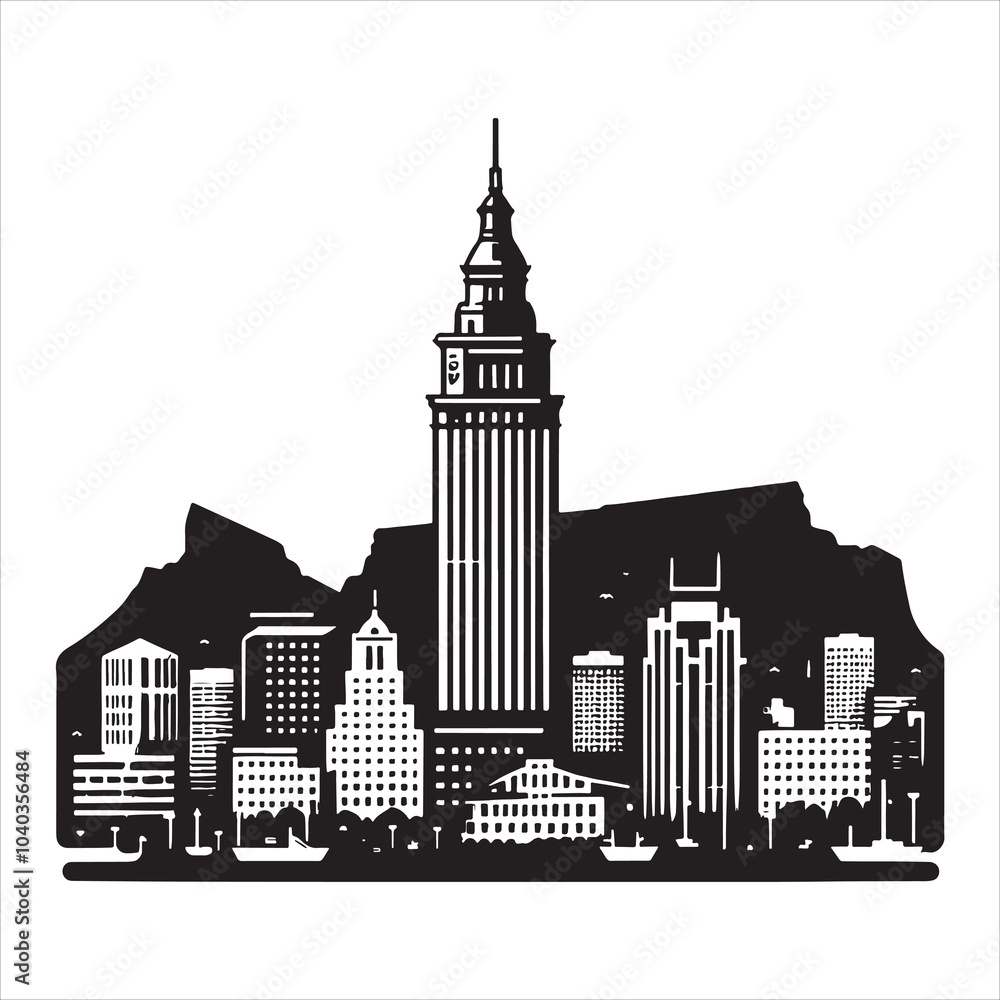 Cape Town silhouette on white background
Cape Town silhouette on white background