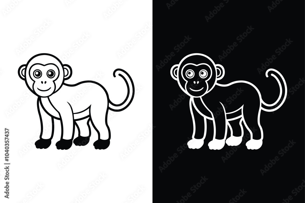Obraz premium Monkey icon chimp vector on white background.