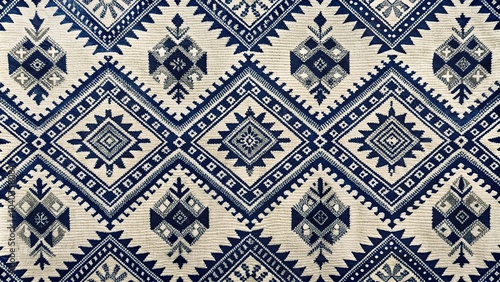 Vintage Monochrome Aztec Patterns for Tranquil Apparel and Home Decor in Navy and White