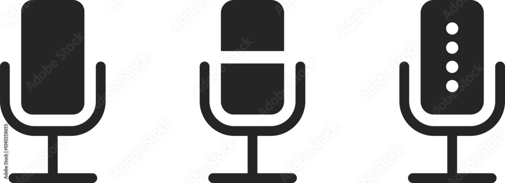 Mic microphones black icon set vector illustration design Mic microphones black icon set vector illustration design