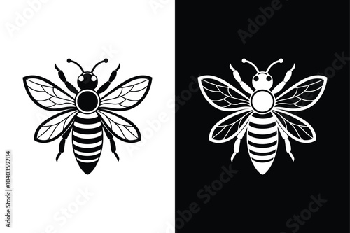 Bee line out illustration Icon on White Vector Backgrounds.