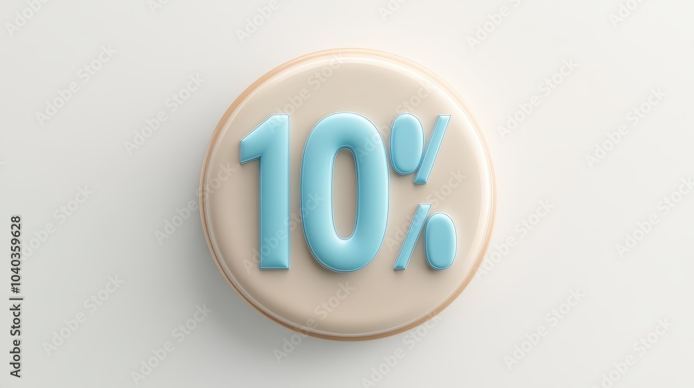 3D Blue Icon of Number Ten Percent 3D Blue Icon of Number Ten Percent