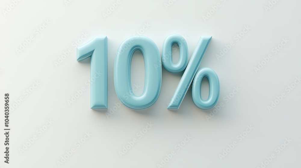 Blue 3D Icon Displaying Number Ten Percent Blue 3D Icon Displaying Number Ten Percent