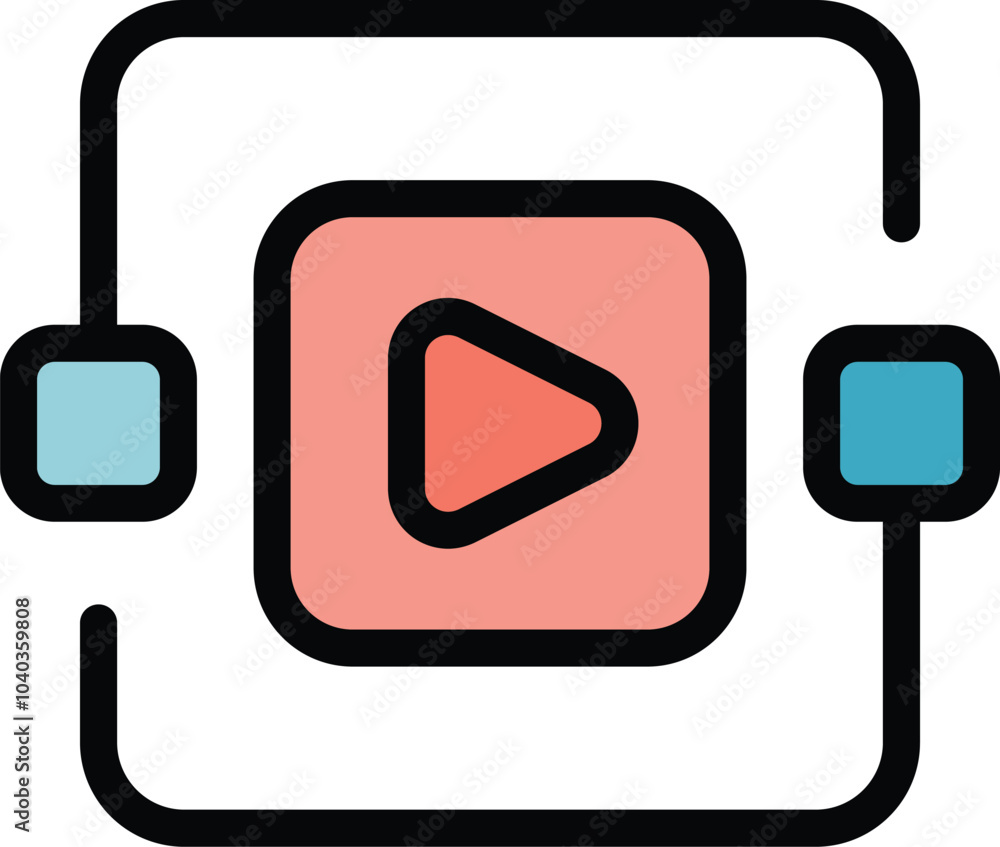 Simple outline icon of a video player connecting with two devices using wifi signal Simple outline icon of a video player connecting with two devices using wifi signal
