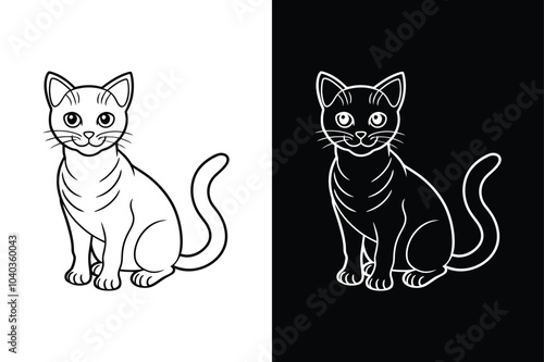 Cat lineout vector illustration. Black cat silhouette vector design.