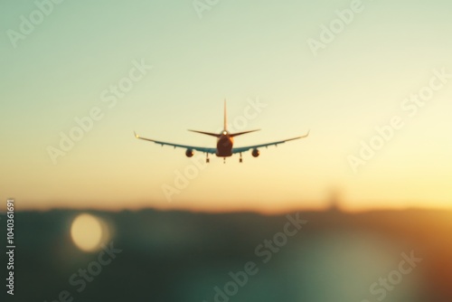 Wallpaper Mural Airplane Soaring Through the Sky at Dusk Torontodigital.ca