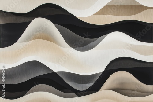 Illustration of black ink waves forming a monochrome design, highlighting simplicity and elegance