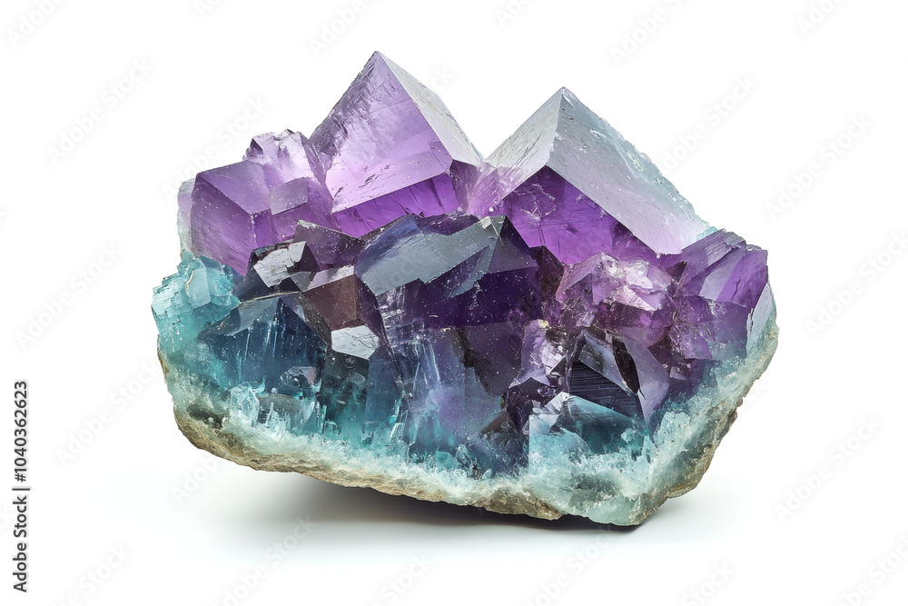 Macro mineral stone Fluorite on white background Macro mineral stone Fluorite on white background