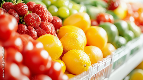 Wallpaper Mural A variety of fresh fruits and vegetables are beautifully arranged in colorful displays at a market, inviting shoppers Torontodigital.ca