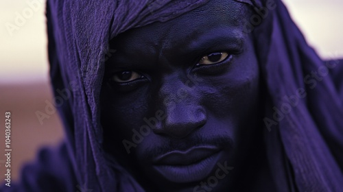 Desert Enigma with Gold-Toned Eyes at Dusk photo