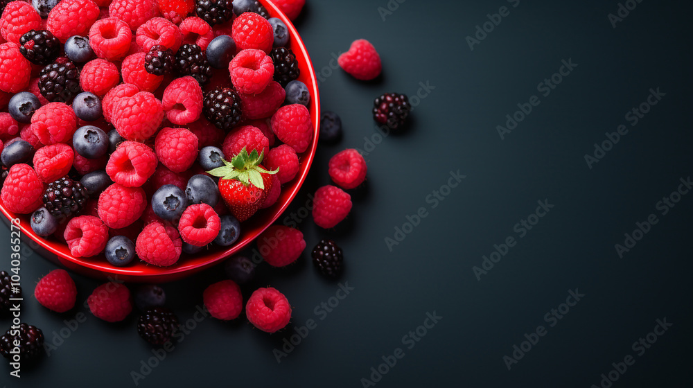 Bowl of mixed fresh berries on dark background Bowl of mixed fresh berries on dark background