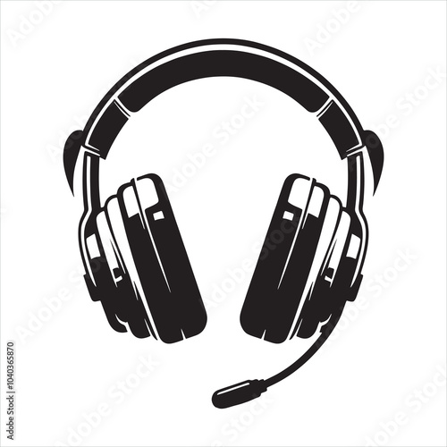 Stylized Headphone silhouette on white background
