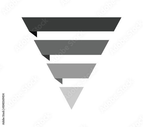 Pyramid Shape With Four Charts vector  Illustration. 4 tier pyramid vector infographic