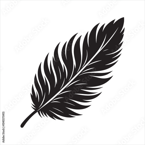 Feather silhouette on white background
