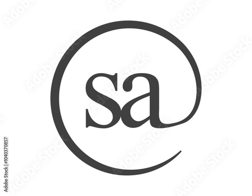 SA logo from two letter with circle shape email sign style. S and A round logotype of business company