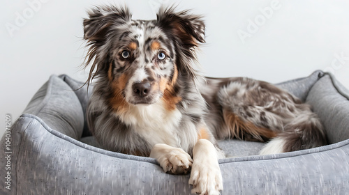 Australian shepherd dog on white background. photo