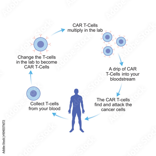CAR T-cell Therapy Scientific Design. Vector Illustration.
