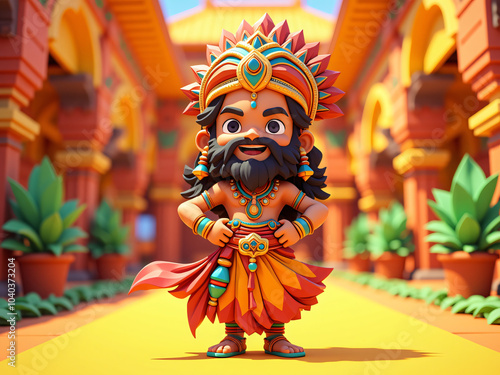 3d traditional indian chibi cute character photo