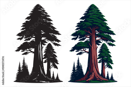 tall tree silhouette vector