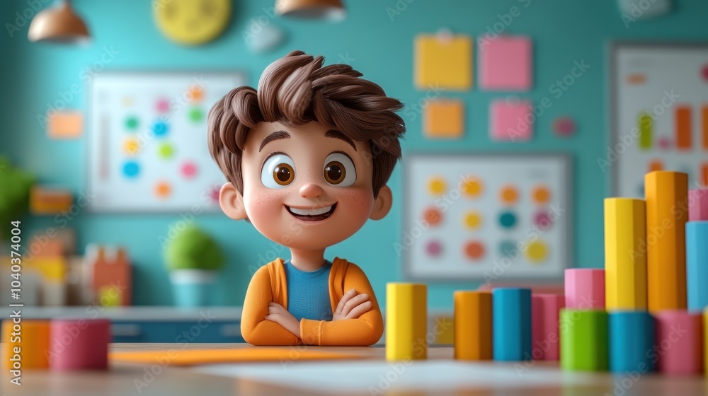Smiling Boy in a Classroom Smiling Boy in a Classroom