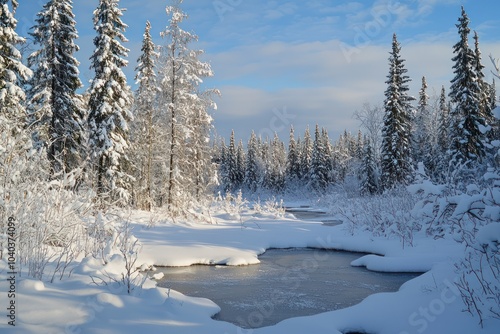 Expansive view of a snowy woodland area, perfect for winter exploration