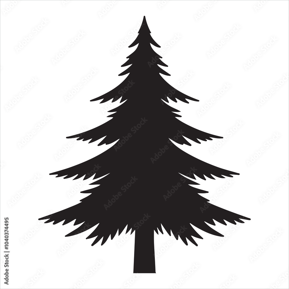 Obraz premium christmas tree and pine tree silhouette 