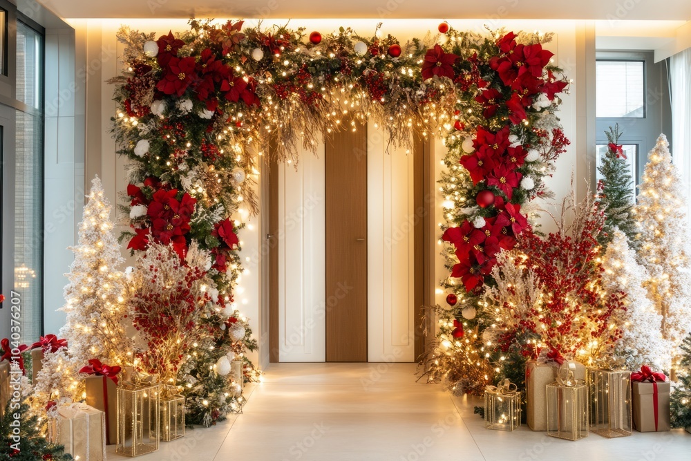 Christmas decoration in the form of an arch in the room
Christmas decoration in the form of an arch in the room