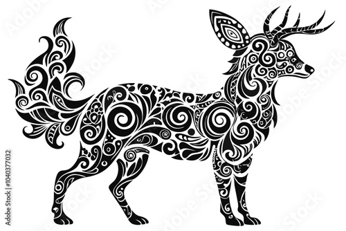 Stylized Animal Silhouettes with Abstract Patterns Inside