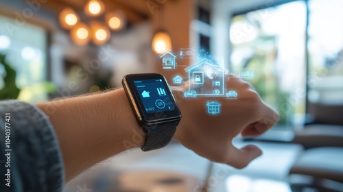 Exploring the integration of smart technology in everyday life a close look at a smartwatch controlling home automation features photo