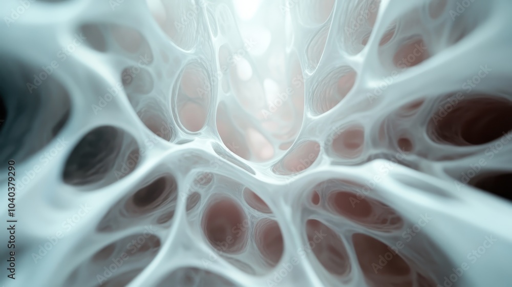 An abstract organic structure with flowing curves and holes, creating a sense of complexity and depth, evoking thoughts on nature and interconnectedness. An abstract organic structure with flowing curves and holes, creating a sense of complexity and depth, evoking thoughts on nature and interconnectedness.