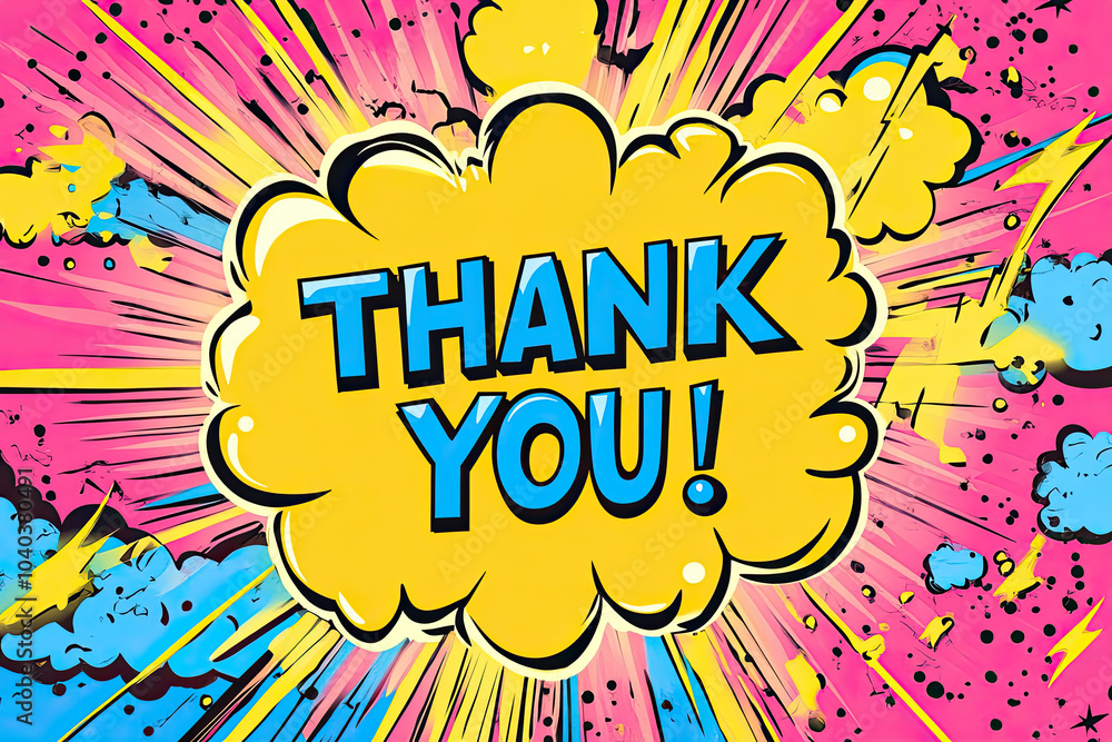 Obraz premium Bright and colorful comic book style Thank you word explosion