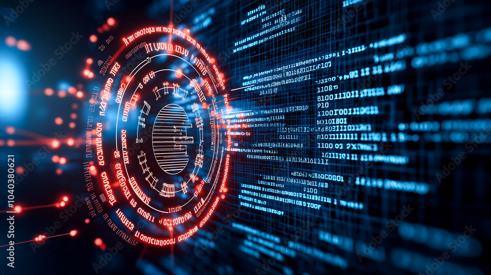 Fototapeta premium visual representation of cyber intelligence, showcasing intricate data patterns and binary code. vibrant colors and dynamic lines evoke sense of advanced technology and digital innovation