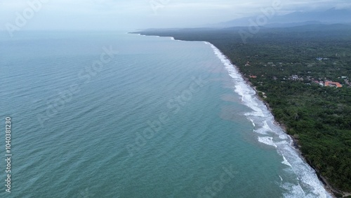 Aerial photo of Palomino beach in Colombia